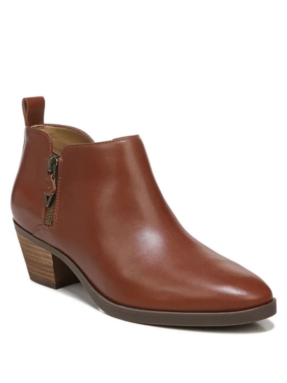 Vionic Cecily Cognac Waterproof Leather Ankle Booties Size 5M
